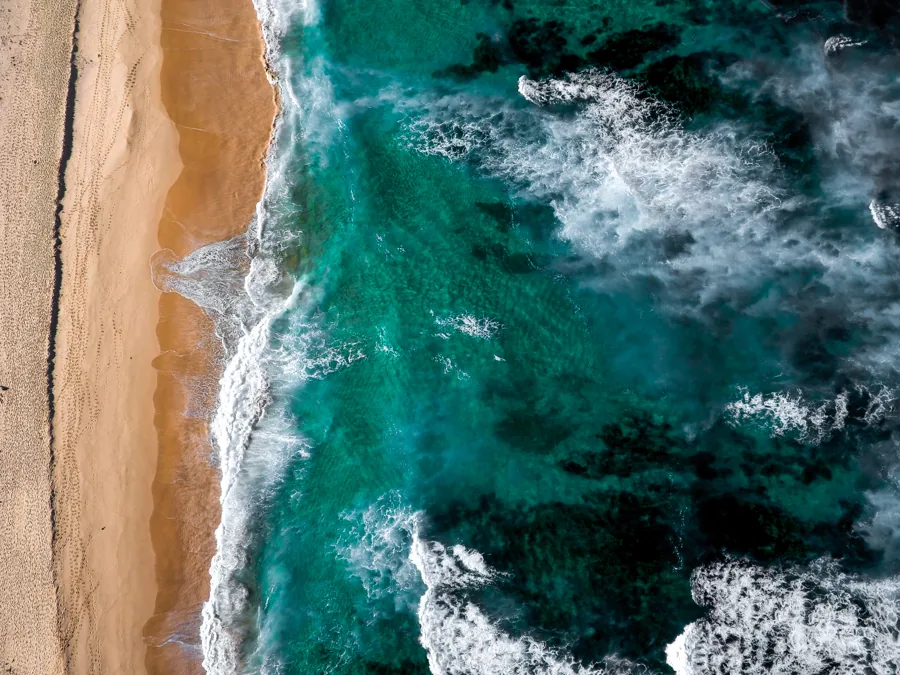Central Coast beach and surf from above
